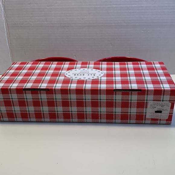 6” naughty and nice pet bowls Rae Dunn red with white stitching - Picture 3 of 3